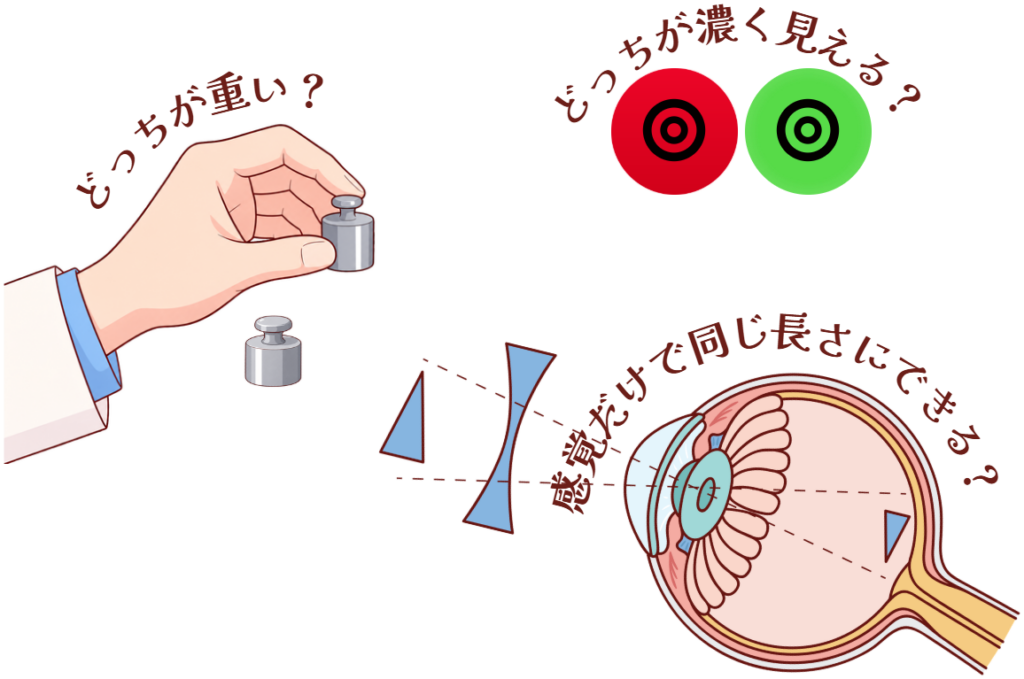 どっちが重い？　どっちが濃く見える？　感覚だけで同じ長さにできる？